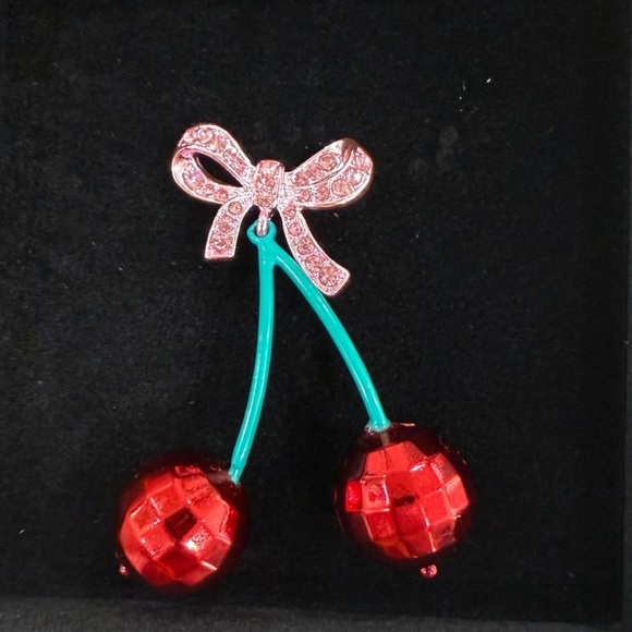 NEW Betsey Johnson Cherry Bow Earrings - Picture 4 of 5